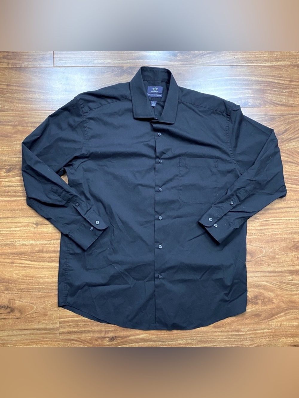 3/$25 Dockers Men's Black Cotton Mix Button Down Dress Shirt Size Large Career